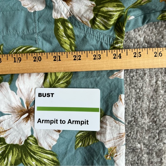 Go Barefoot Button Shirt Hawaiian Floral Print Blue Green USA Made Men Sz Large - Picture 5 of 6